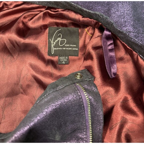 Venus Williams By Wilsons Leather 2 Pc Set Jacket Sz S & Pants Puple Size 4 Y2K - Picture 9 of 10